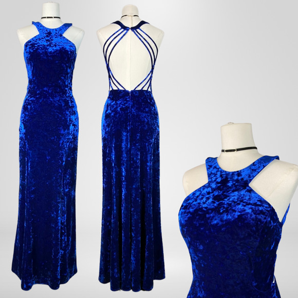 Vintage Morgan Co Womens Crushed Velvet Whimsigoth Maxi Dress Size 7/8 Backless - Picture 1 of 13